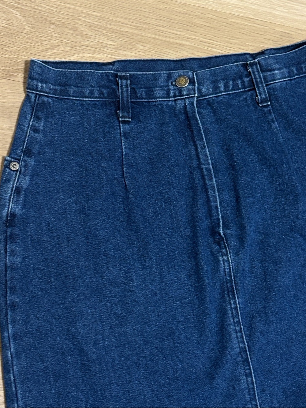 Vintage Simon Chang (12) Dark Wash Denim Maxi Skirt Back Slit 100% Cotton - Picture 9 of 15